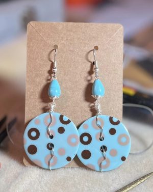 2″ Circles and Magnesite Button Earrings