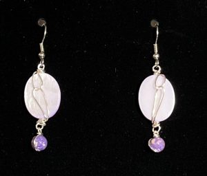 Oval Purple Mother of Pearl with Purple Riverstone beads