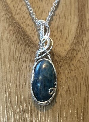 Custom made wire-wrapped Blue Apatite Necklace