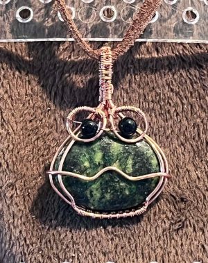 Custom made wire-wrapped Frog Necklace