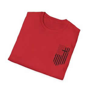 God, Family, Country in that order - Charlie Kirk- American Flag Shield T-Shirt | Patriotic Stripes Cross