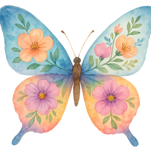 “Floral Wings” Watercolor Butterfly Ladies Short-Sleeve Unisex T-Shirt