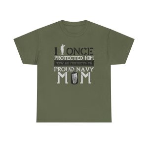 I once protected Him Navy Mom Unisex Heavy Cotton Tee